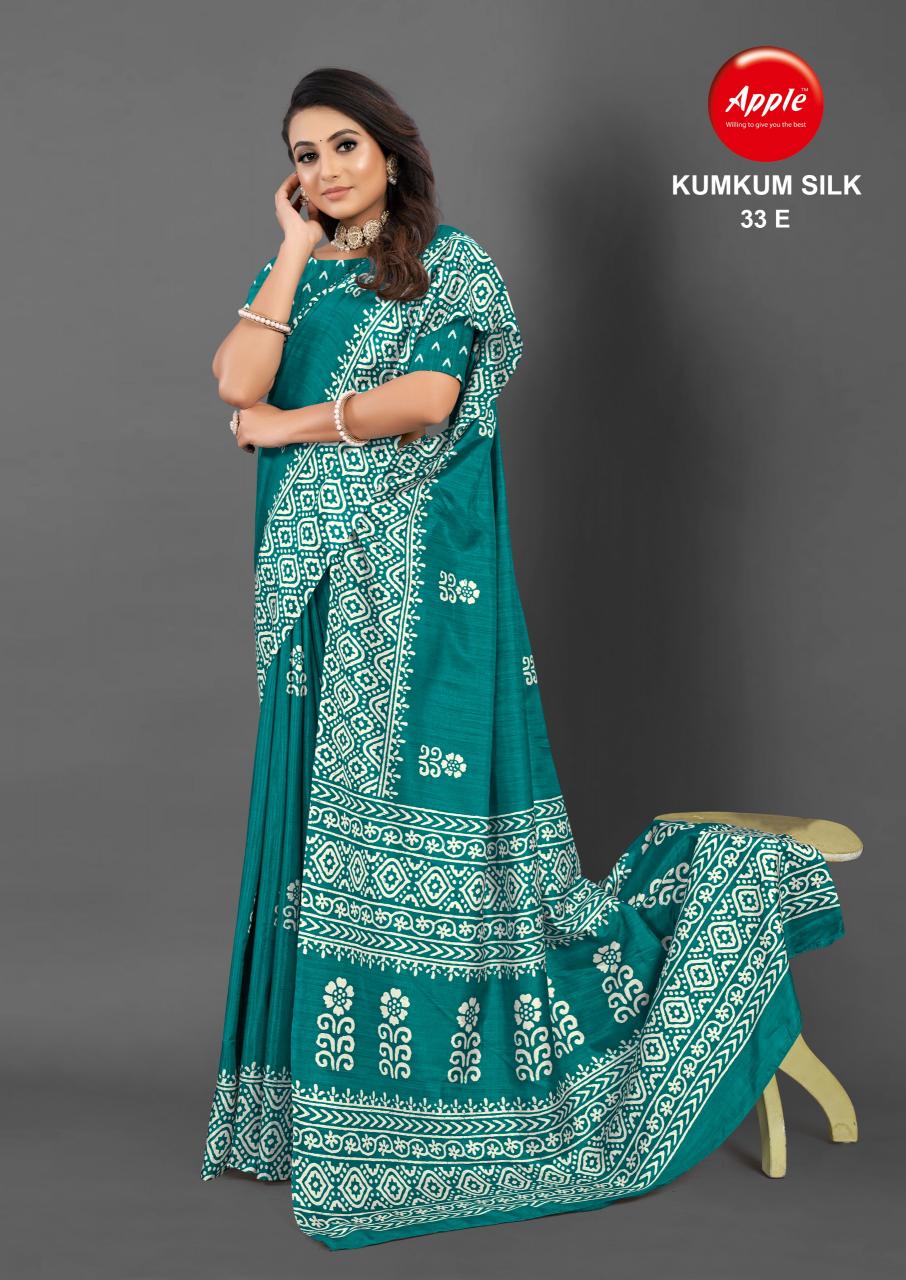 Apple Kumkum vol 33 printed saree wholesale catalog