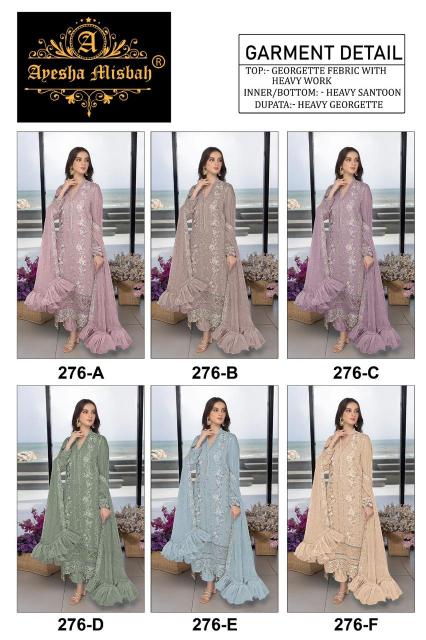 Ayesha Misbah 276 Georgette Salwar Kameez wholesale catalog