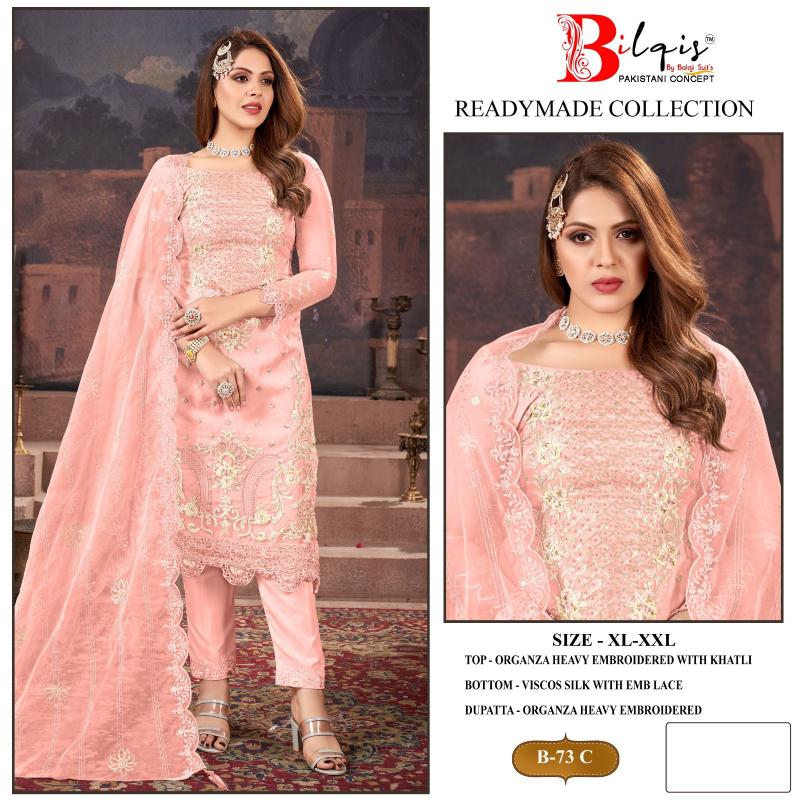 Bilqis B 73 A To D Organza Pakistani Ready Made wholesale catalog