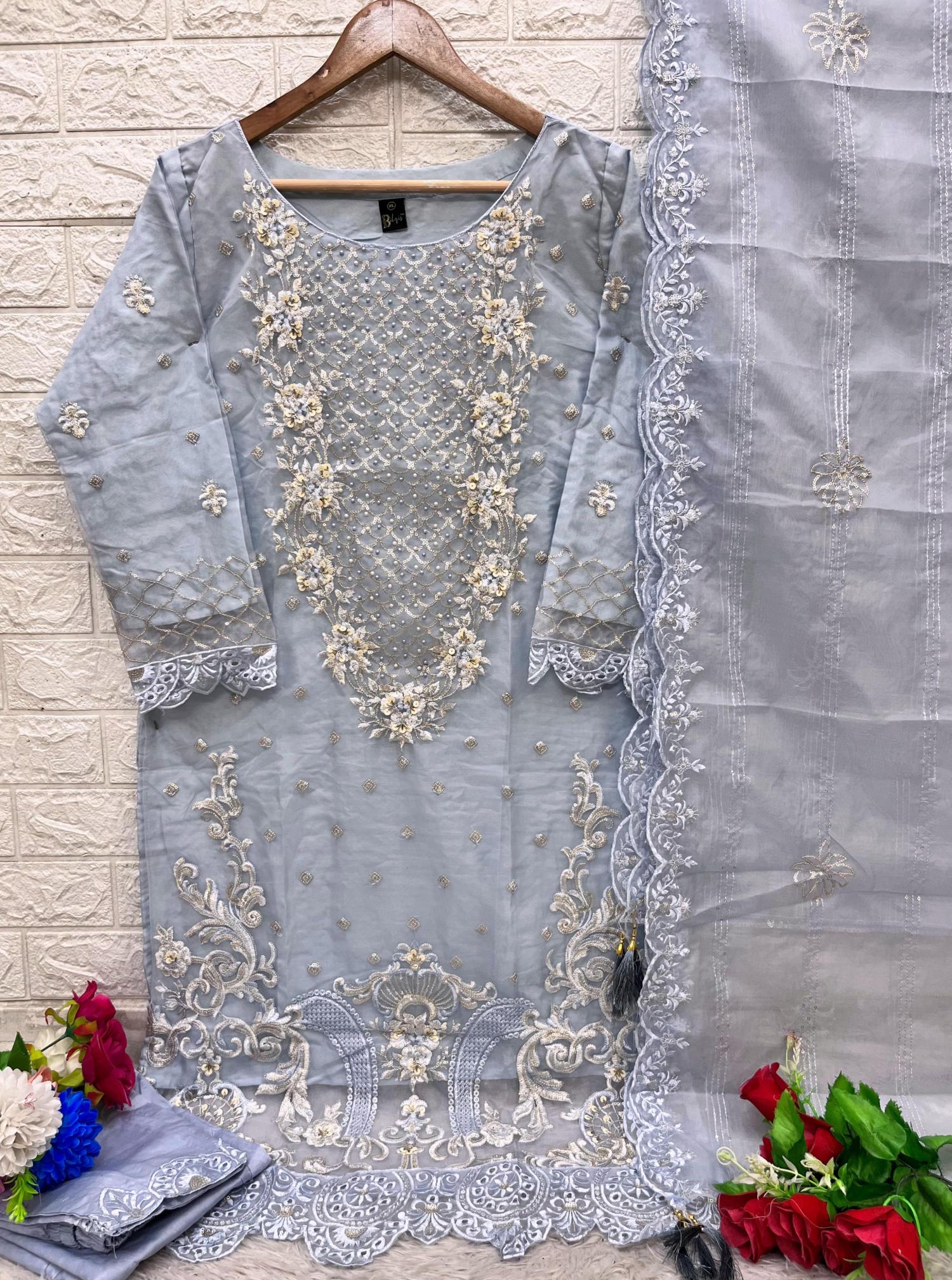 Bilqis B 73 A To D Organza Pakistani Ready Made wholesale catalog