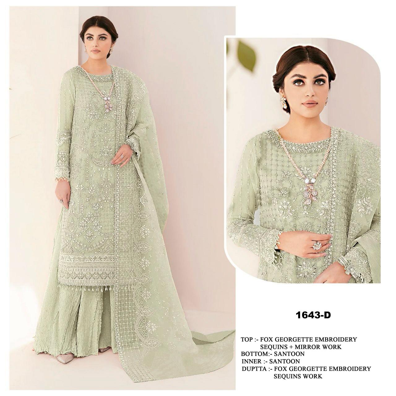 Ct 1643 A To D Embroidered Pakistani Salwar Kameez wholesale catalog