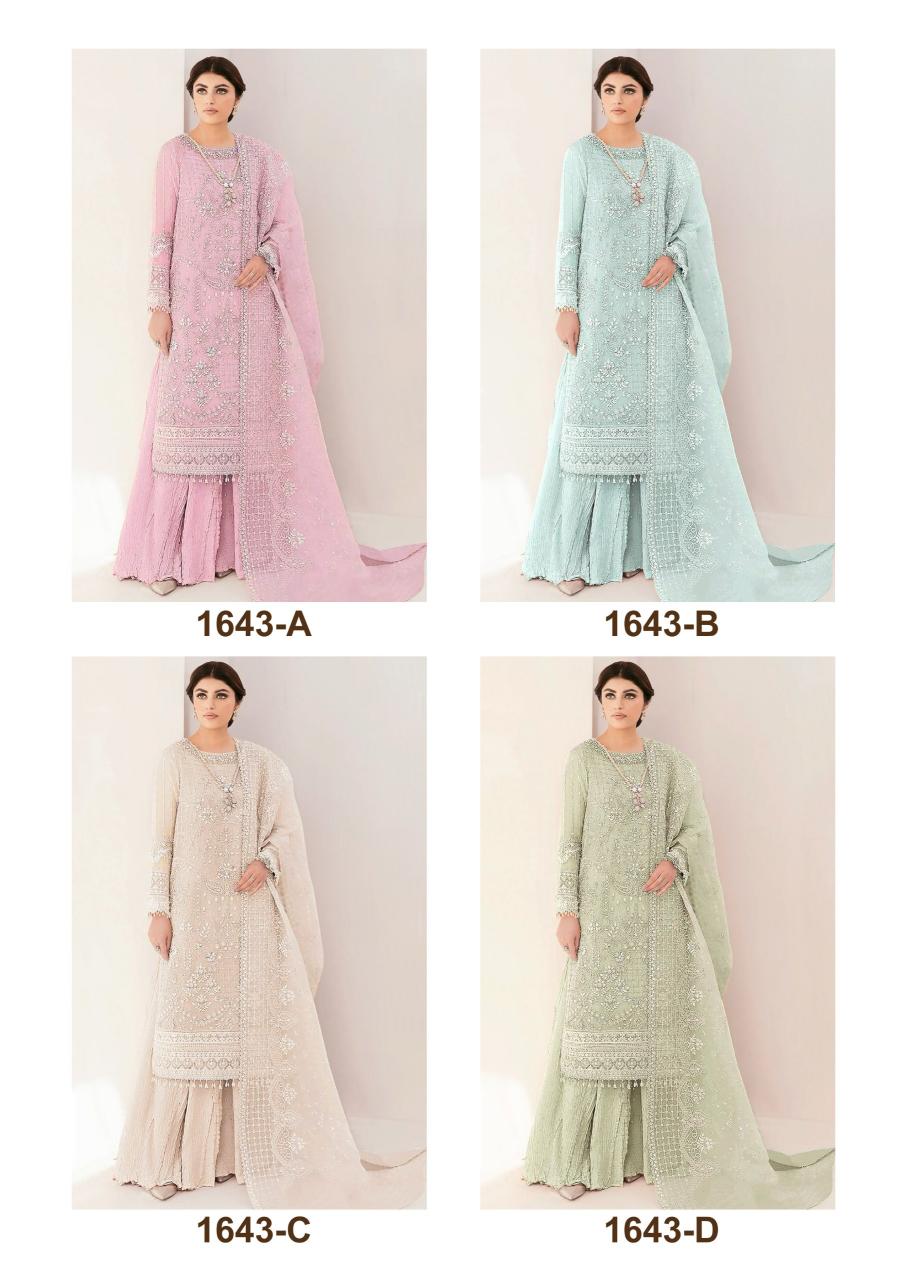 Ct 1643 A To D Embroidered Pakistani Salwar Kameez wholesale catalog