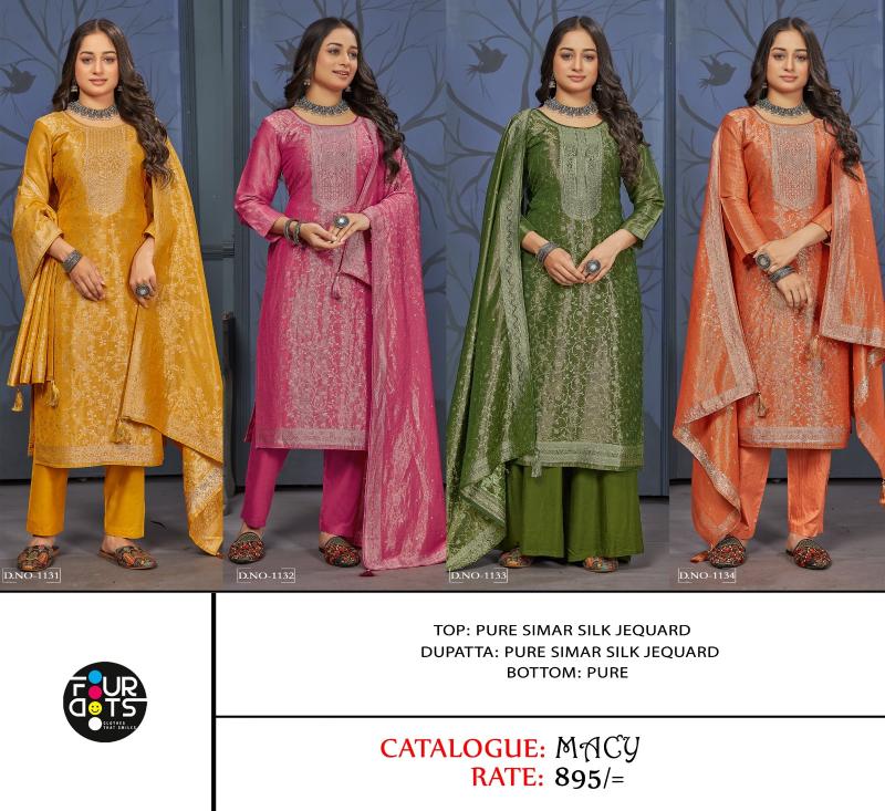 Four Dots Macy Silk Designer Dress Material Wholesale catalog
