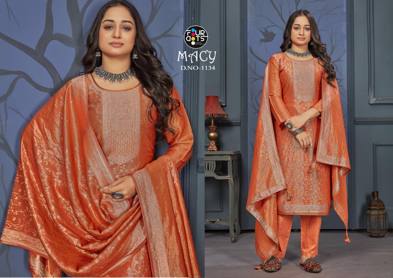 Four Dots Macy Silk Designer Dress Material Wholesale catalog