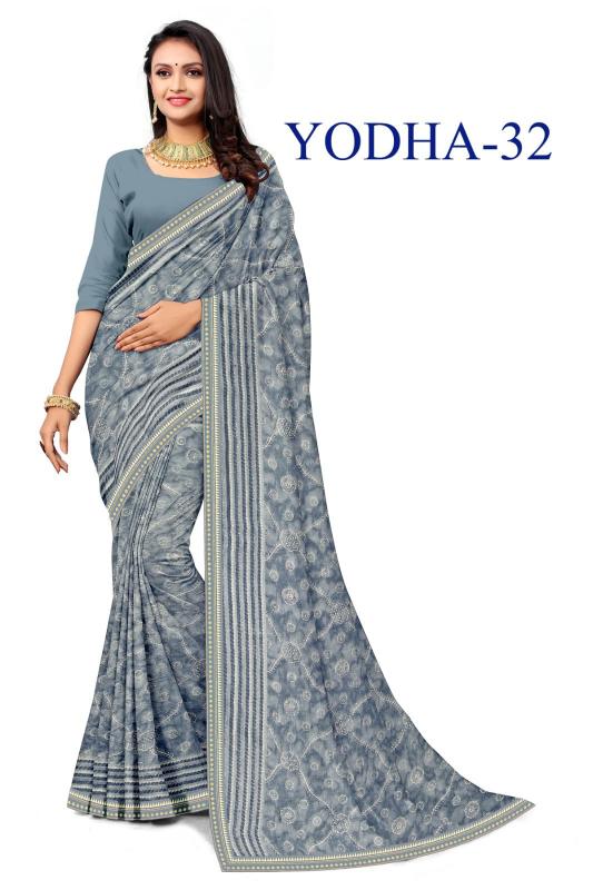 KAMYA YODHA CHIFFON PRINTED LACE WORK surat sarees wholesale shops