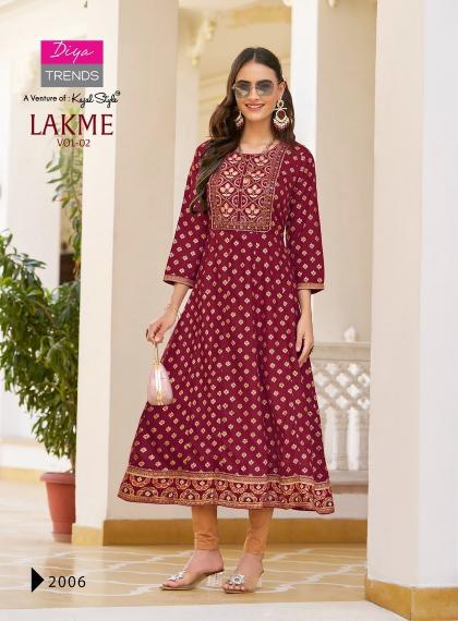 Lakme by Diya Trends Vol 2 Rayon Fancy Kurti wholesale catalog