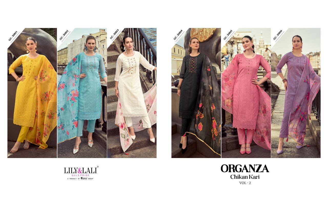 Lily And Lali Organza Chikan Kari Vol 2 Kurti wholesale catalog