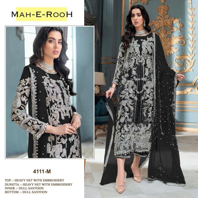 Mah E Rooh 4111 F To N Embroidery Net Salwar Kameez wholesale catalog