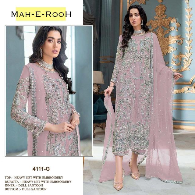 Mah E Rooh 4111 F To N Embroidery Net Salwar Kameez wholesale catalog