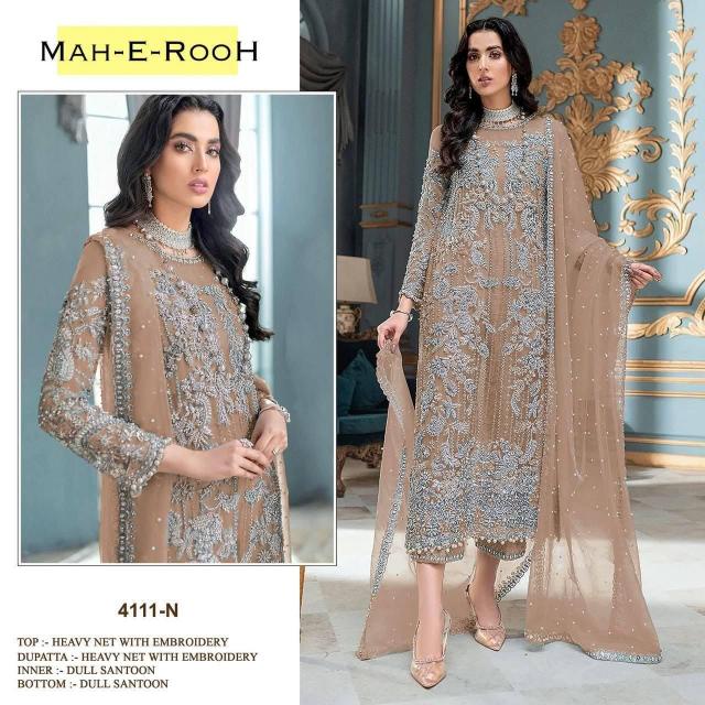 Mah E Rooh 4111 F To N Embroidery Net Salwar Kameez wholesale catalog