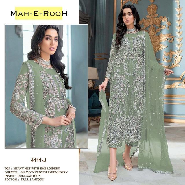 Mah E Rooh 4111 F To N Embroidery Net Salwar Kameez wholesale catalog