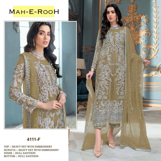 Mah E Rooh 4111 F To N Embroidery Net Salwar Kameez wholesale catalog