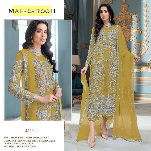 Mah E Rooh 4111 F To N Embroidery Net Salwar Kameez wholesale catalog