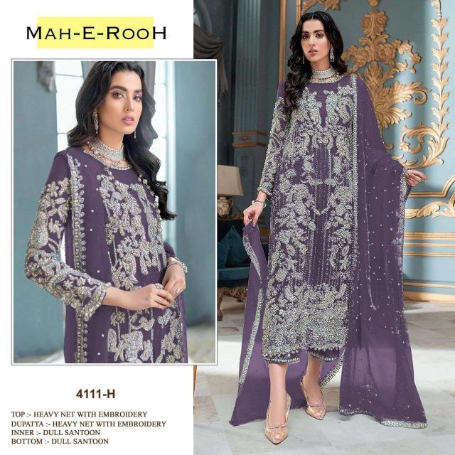 Mah E Rooh 4111 F To N Embroidery Net Salwar Kameez wholesale catalog
