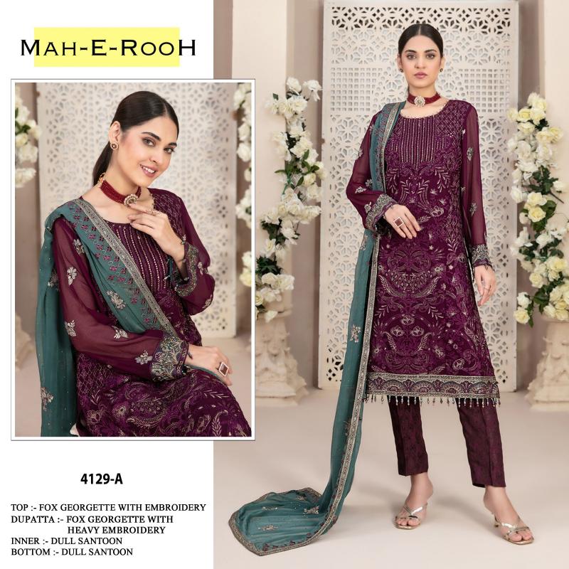 Mah E Rooh 4129 A To F Georgette Salwar Suit Wholesale catalog