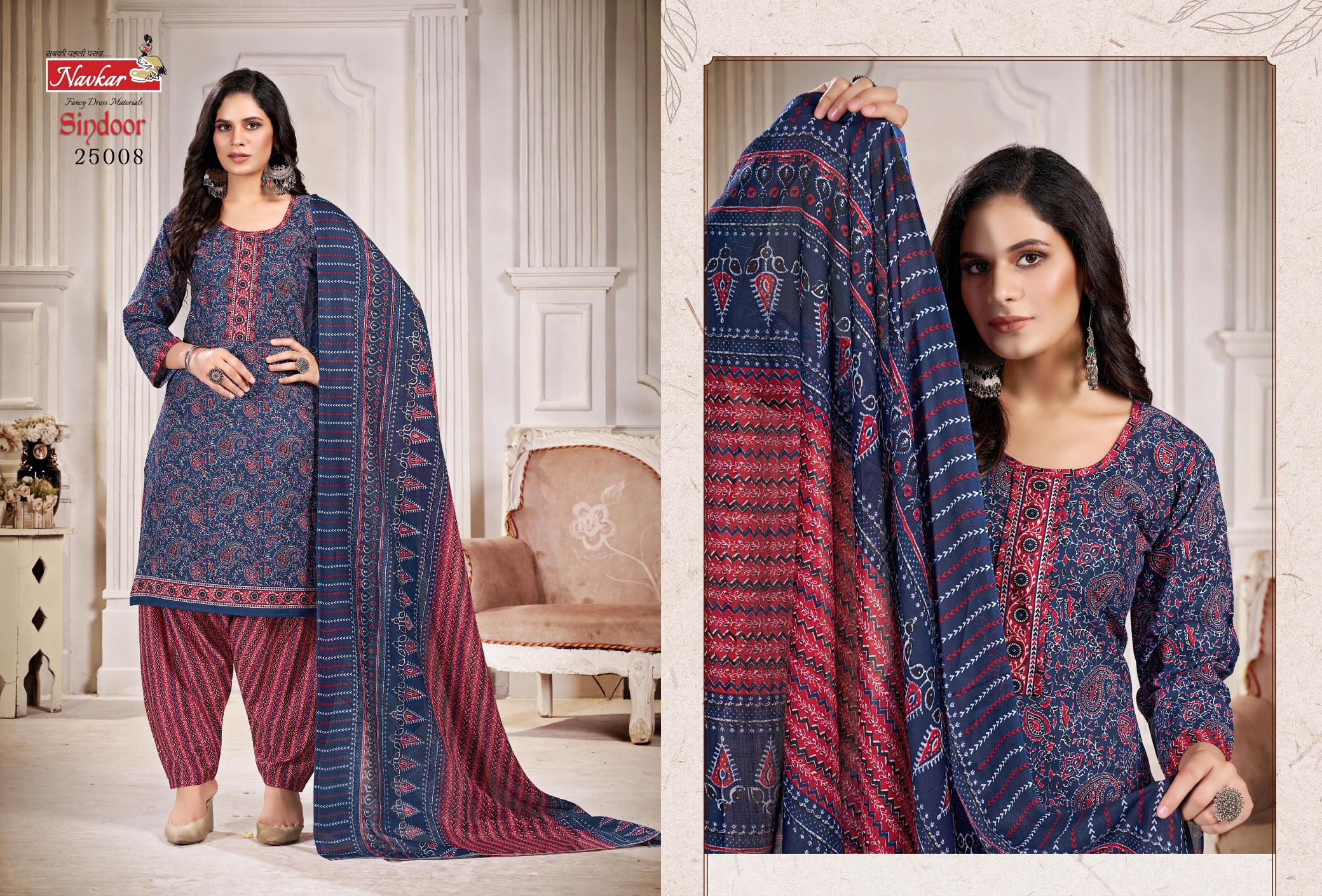 Navkar Sindoor Vol 25 Cotton Kurti Bottom With Dupatta wholesale catalog