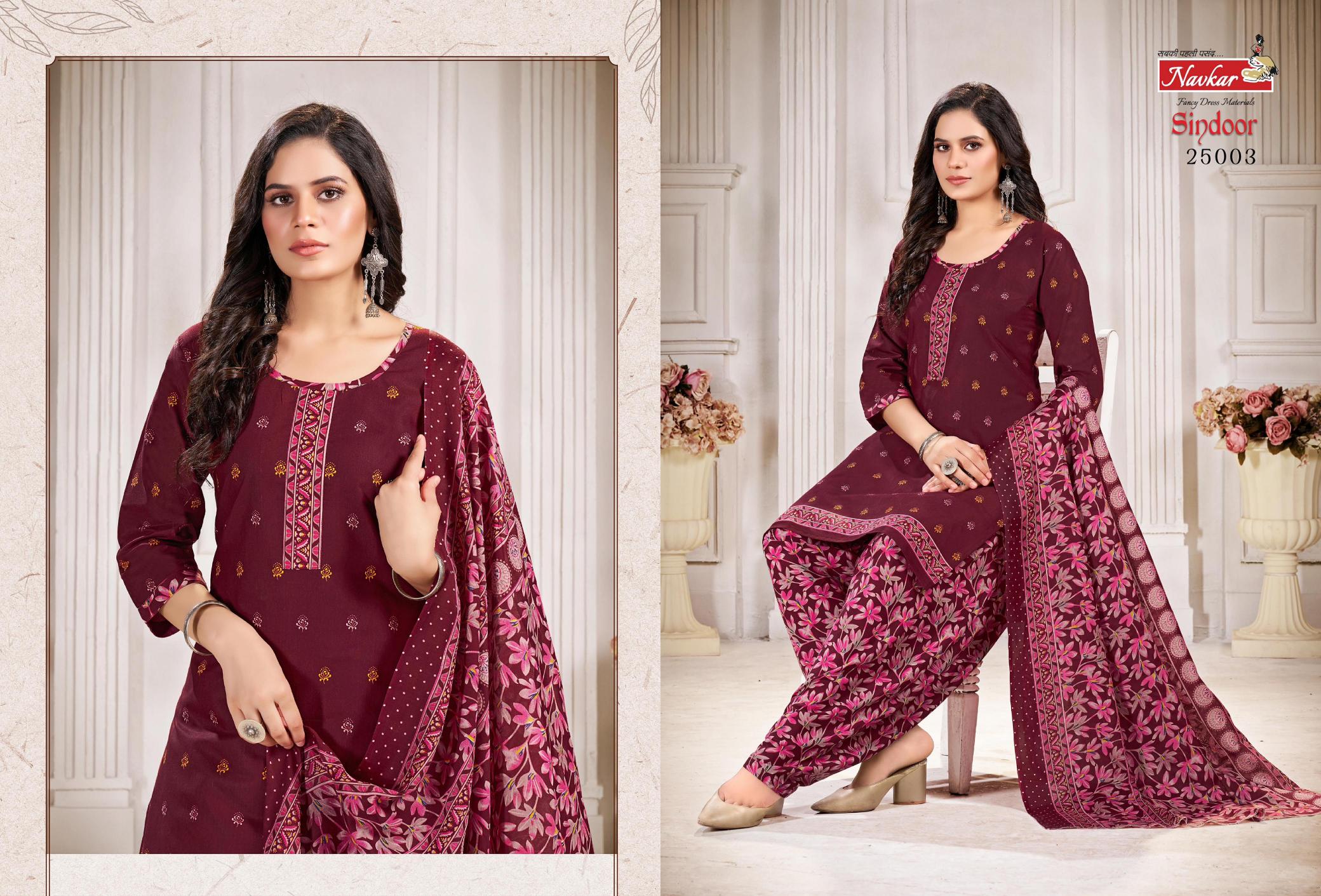 Navkar Sindoor Vol 25 Cotton Kurti Bottom With Dupatta wholesale catalog