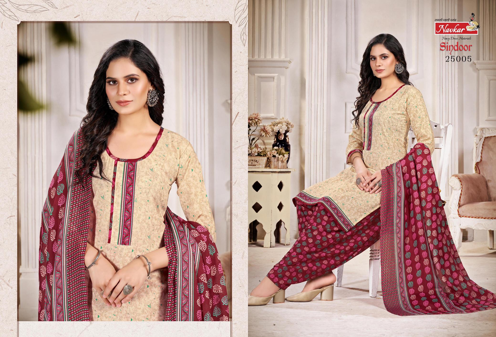 Navkar Sindoor Vol 25 Cotton Kurti Bottom With Dupatta wholesale catalog