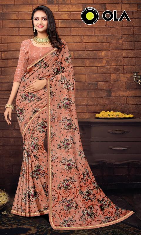 OLA  Renial fancy flower print Saree Wholesale catalog