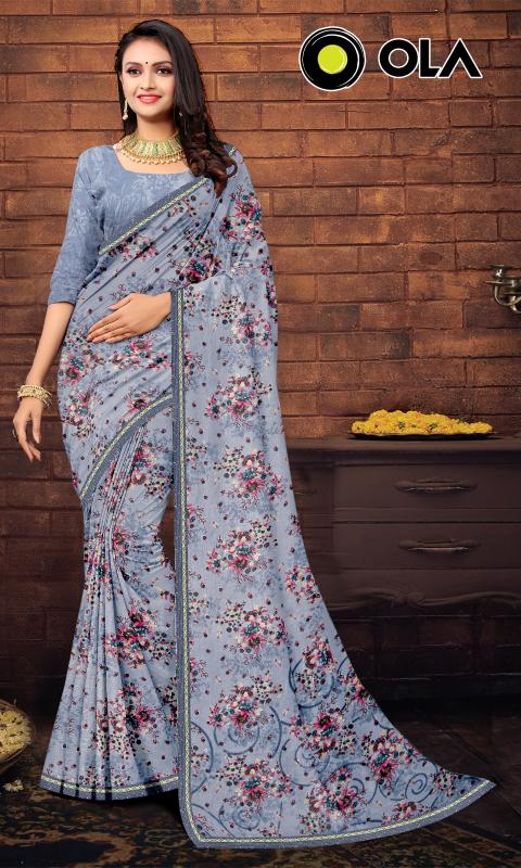 OLA  Renial fancy flower print Saree Wholesale catalog