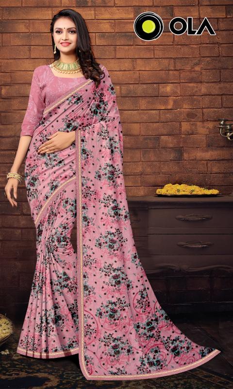 OLA  Renial fancy flower print Saree Wholesale catalog