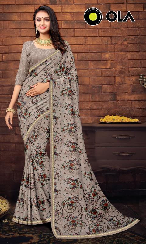 OLA  Renial fancy flower print Saree Wholesale catalog