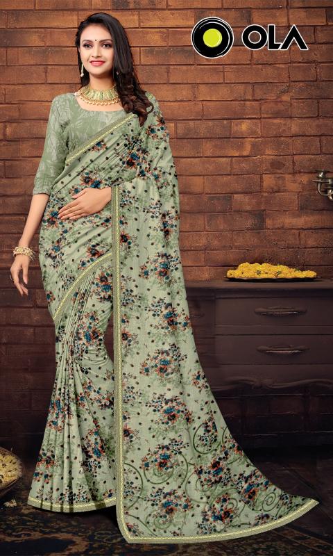 OLA  Renial fancy flower print Saree Wholesale catalog