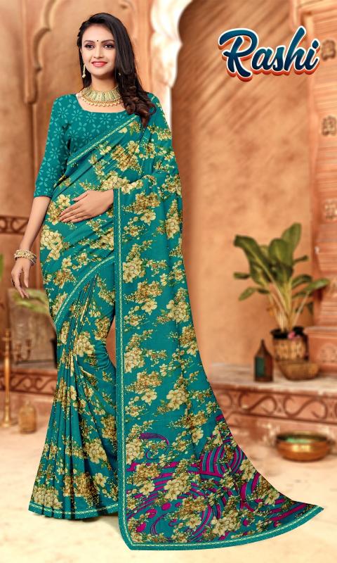 RASHI Renial fancy flower print Saree Wholesale catalog