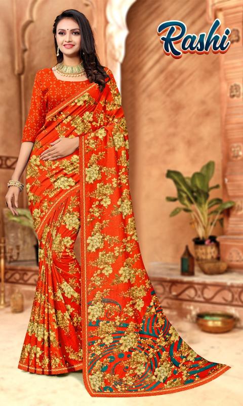 RASHI Renial fancy flower print Saree Wholesale catalog