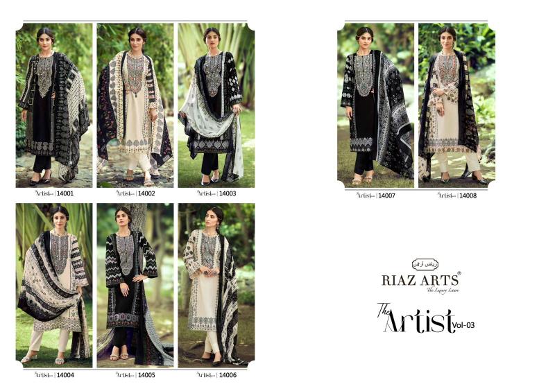 Riaz Arts The Artist Vol 3 Lawn Digital Printed Dress Material Wholesale catalog