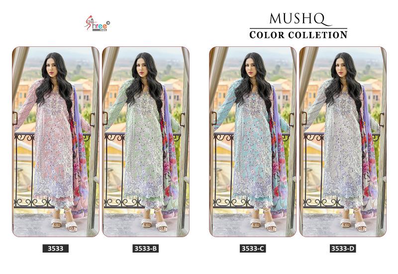 Shree Mushq Color Collection 24 Chiffon Dupatta Pakistani Suits wholesale catalog
