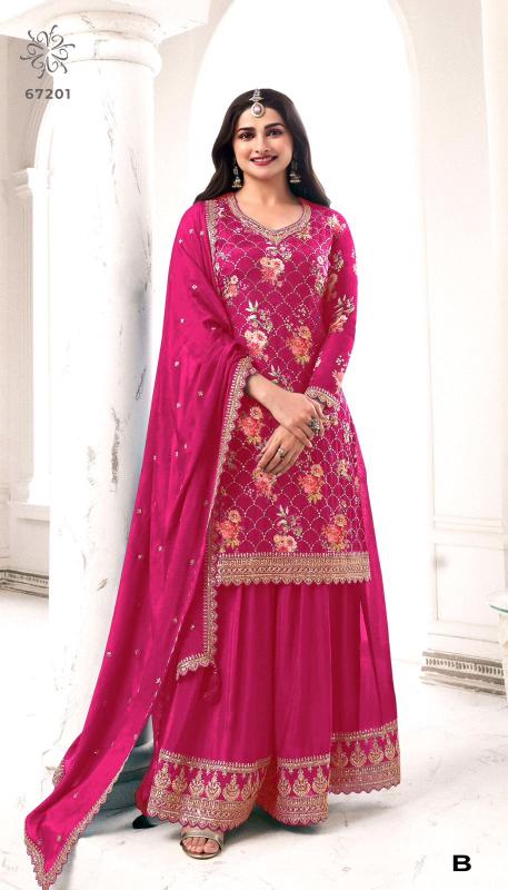 Sneh 67201 A to F Colors Chinon Embroidered Salwar Suit Wholesale catalog