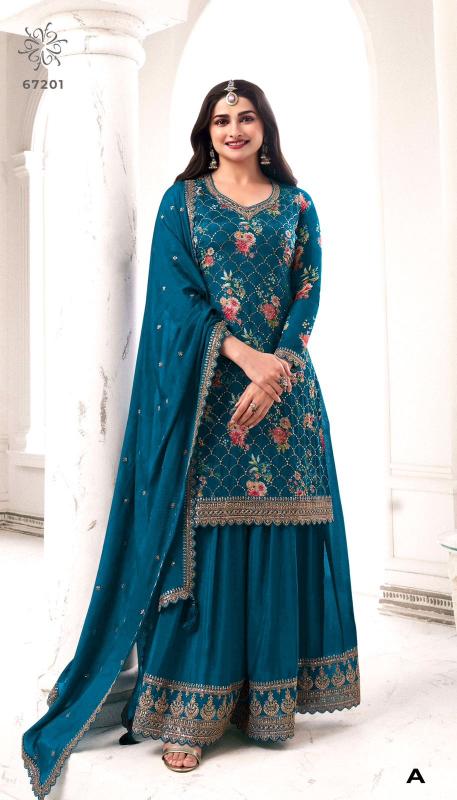 Sneh 67201 A to F Colors Chinon Embroidered Salwar Suit Wholesale catalog