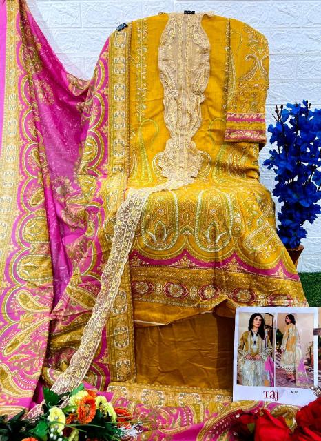 Taj 537 And 538 Chiffon Dupatta Salwar Suits wholesale catalog