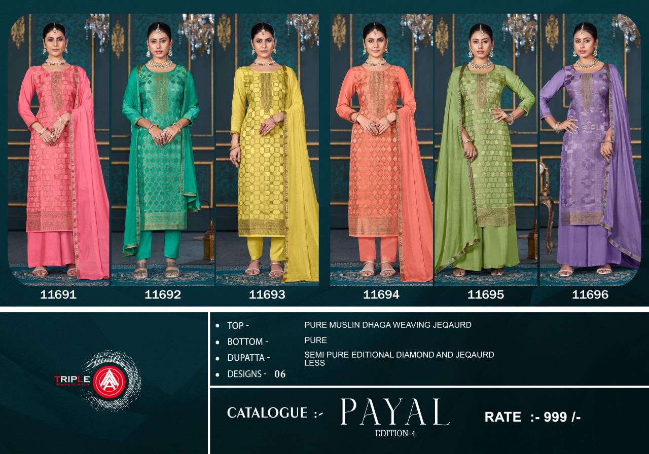 Triple Aaa Payal Edition 4 Muslin Dress Material Wholesale catalog