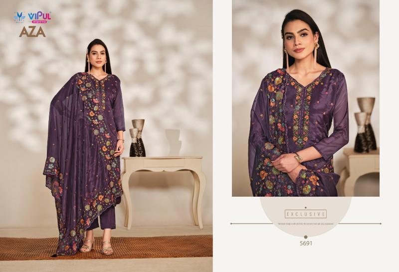 Vipul Aza Soft Organza Designer Salwar Suits wholesale catalog