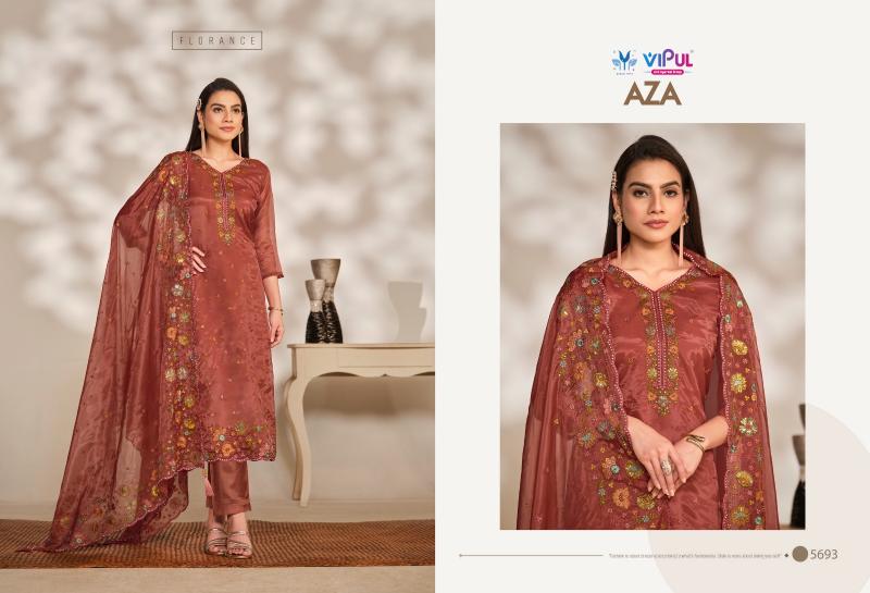 Vipul Aza Soft Organza Designer Salwar Suits wholesale catalog