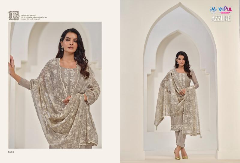 	Vipul Azzure Soft Organza Designer Salwar Suits wholesale catalog