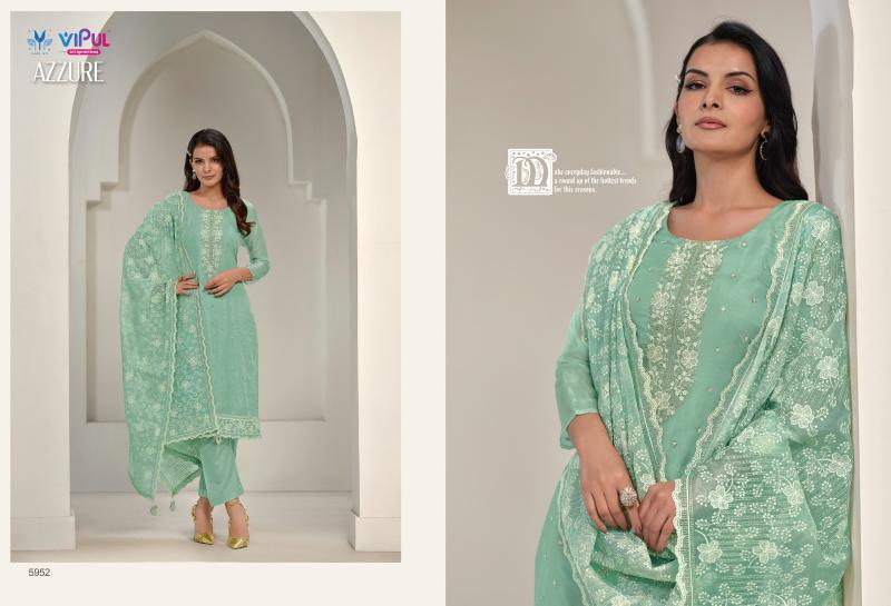 	Vipul Azzure Soft Organza Designer Salwar Suits wholesale catalog