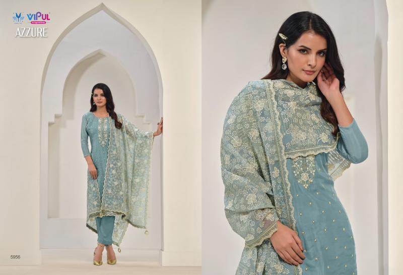 	Vipul Azzure Soft Organza Designer Salwar Suits wholesale catalog