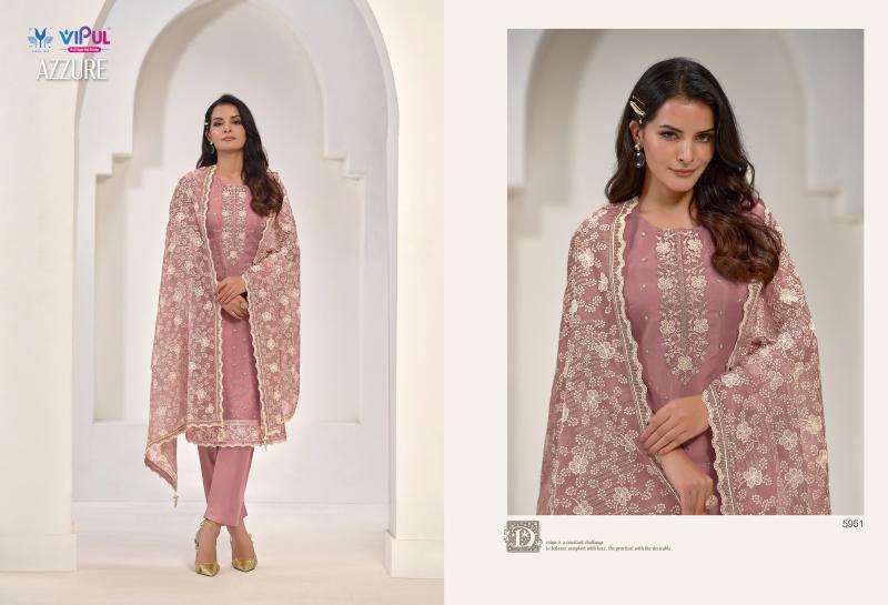 	Vipul Azzure Soft Organza Designer Salwar Suits wholesale catalog