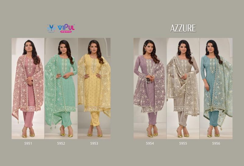	Vipul Azzure Soft Organza Designer Salwar Suits wholesale catalog