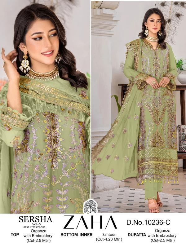 Zaha Sersha Vol 5 Organza Salwar Kameez Wholesale catalog
