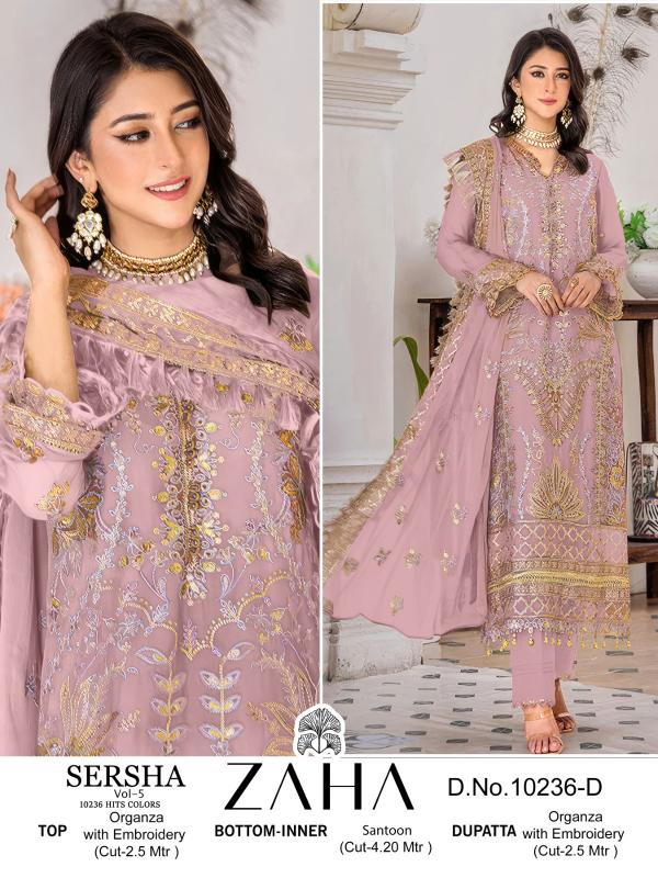Zaha Sersha Vol 5 Organza Salwar Kameez Wholesale catalog