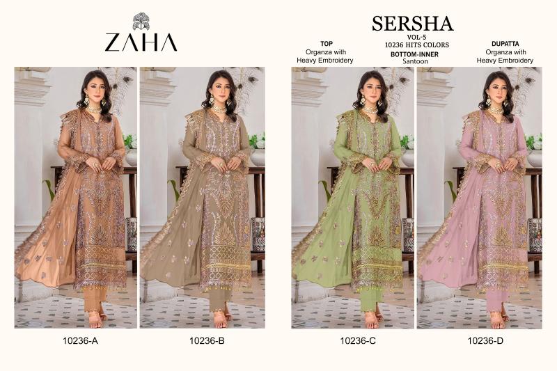 Zaha Sersha Vol 5 Organza Salwar Kameez Wholesale catalog