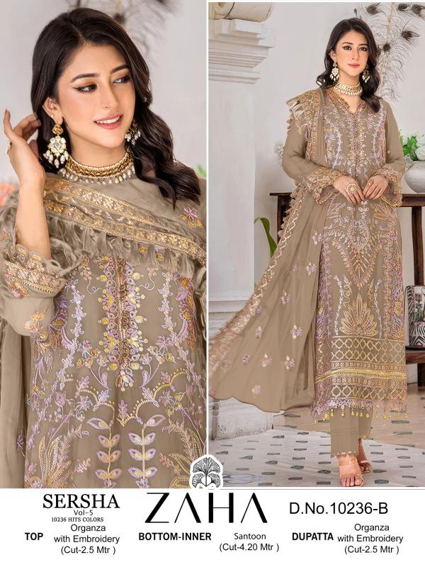 Zaha Sersha Vol 5 Organza Salwar Kameez Wholesale catalog