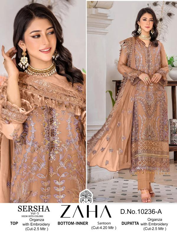 Zaha Sersha Vol 5 Organza Salwar Kameez Wholesale catalog