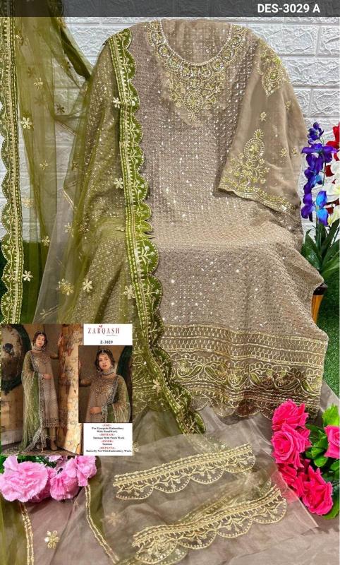 Zarqash Z 3029 Georgette Pakistani Salwar Suits wholesale catalog