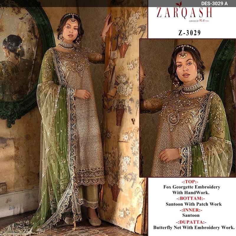 Zarqash Z 3029 Georgette Pakistani Salwar Suits wholesale catalog
