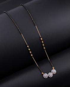 3-gola Step Kidiya Diamond Gold Plated Fancy Mangalsutra